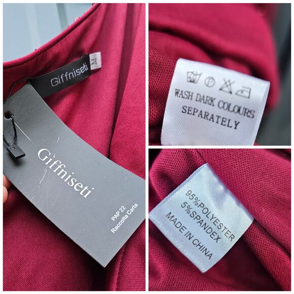 One Shoulder Formal Gown Size Medium Dark Red Sequins Flared Bottom Maxi Dress - Picture 2 of 8